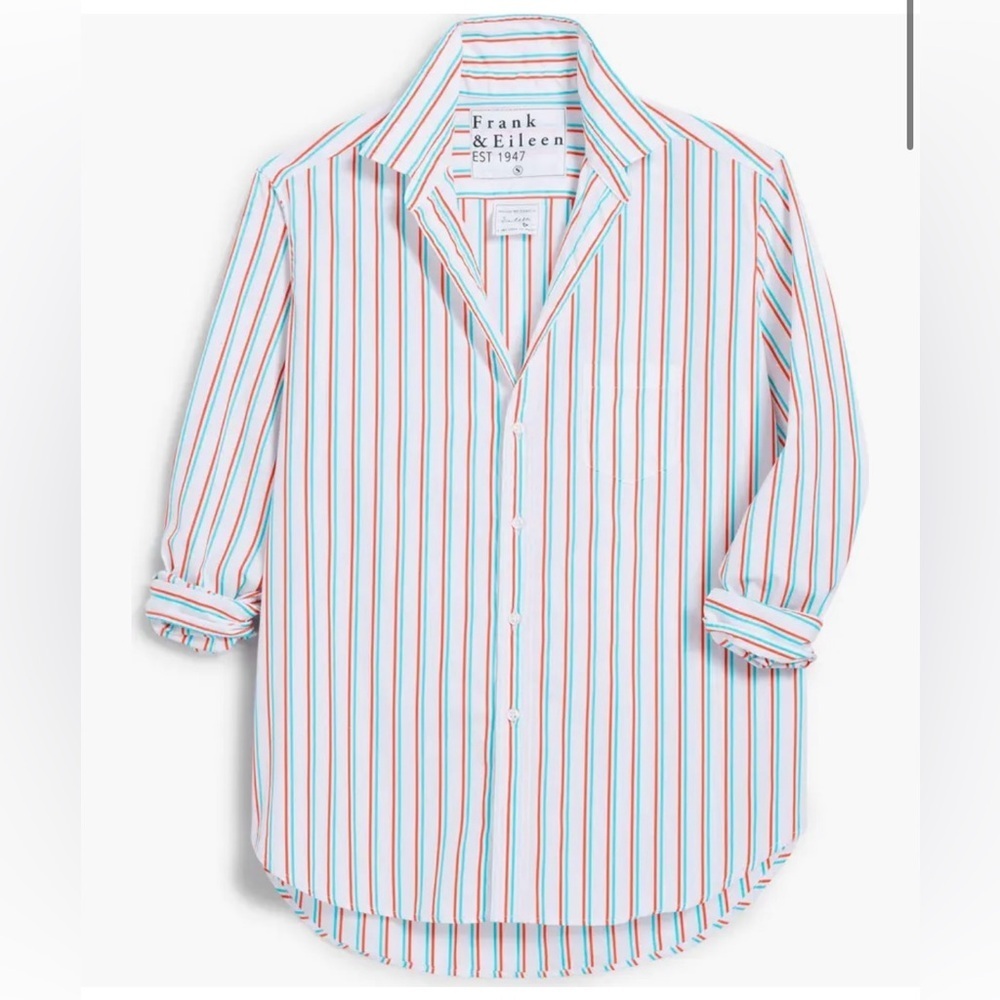 Frank And Eileen Shirt The Eileen Preppy White Stripe Womens Large Relaxed